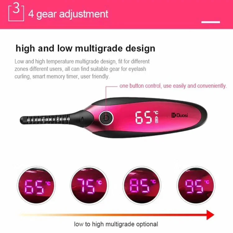 Duosi DY-102便攜筆型加熱持久電動熨燙睫毛夾USB充電電熱化妝捲翹夾
