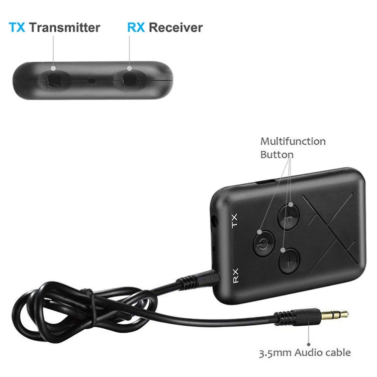 JDEX-TX10 無線 2 合 1 3.5mm 藍牙 4.2 音頻接收器與發射器轉接器, JDEX-TX10