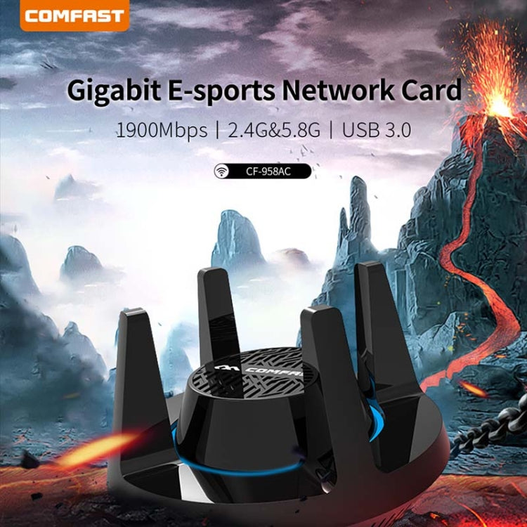 Comfast CF-958AC高功率PA WiFi適配器 1900Mbps千兆電競網卡 2.4Ghz+5.8Ghz USB 3.0 PC網路接收器