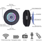 BTS-08 無線藍牙喇叭，防水 LED FM 收音機低音炮，藍牙柱狀喇叭，TF 卡吸盤迷你淋浴喇叭