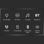 C7 藍牙 5.0 喇叭，透明 LED 發光低音炮，TWS 6D 環繞 HIFI 立體聲酷炫音響，C7