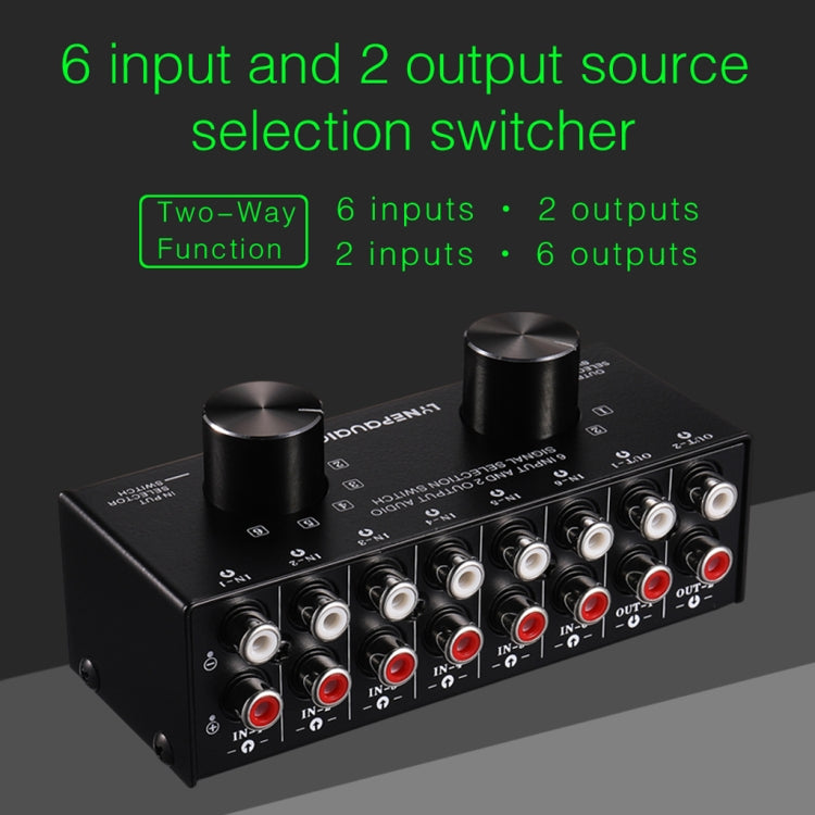 B026 6 輸入 2 輸出或 2 輸入 6 輸出音頻信號源選擇切換器 RCA 端口