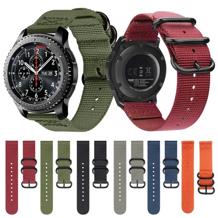 適用於 Samsung Galaxy Watch Active 22mm / S3 尼龍三環錶帶，適用於 Samsung Galaxy Watch Active 2 22mm / Gear S3