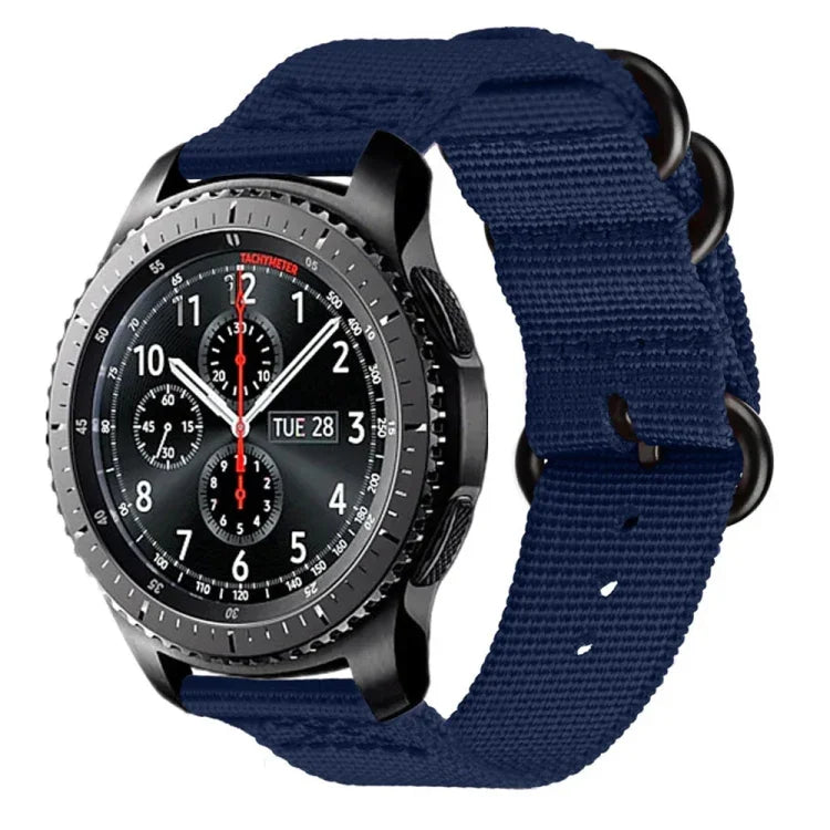 適用於 Samsung Galaxy Watch Active 18mm S3 尼龍三環錶帶，適用於 Samsung Galaxy Watch Active 2 18mm / Gear S3