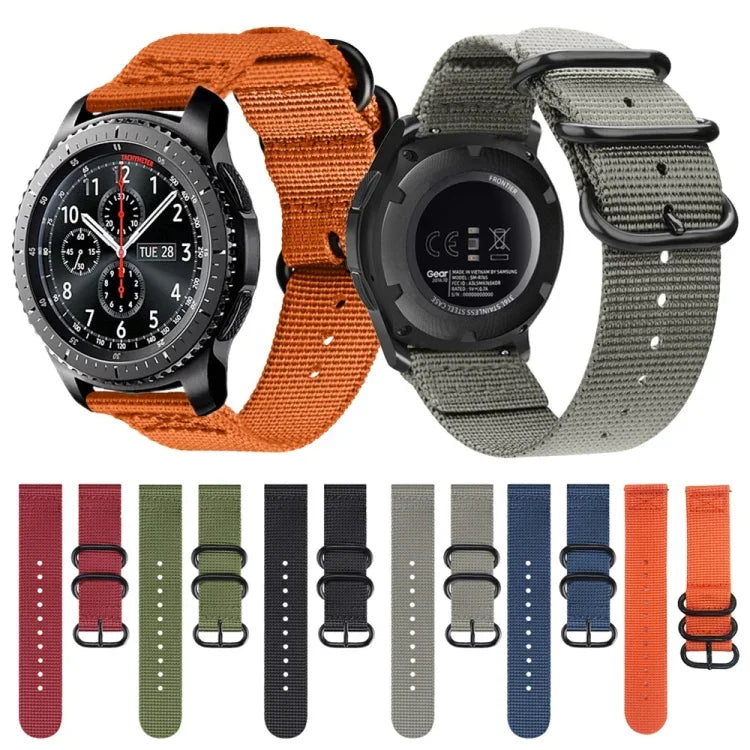 適用於 Samsung Galaxy Watch Active 18mm S3 尼龍三環錶帶，適用於 Samsung Galaxy Watch Active 2 18mm / Gear S3
