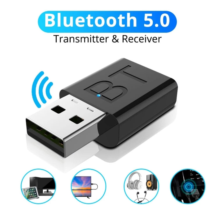 BT005 5.0 USB 藍牙接收器揚聲器擴大器 AUX 音頻車用無線立體聲藍牙棒轉接器