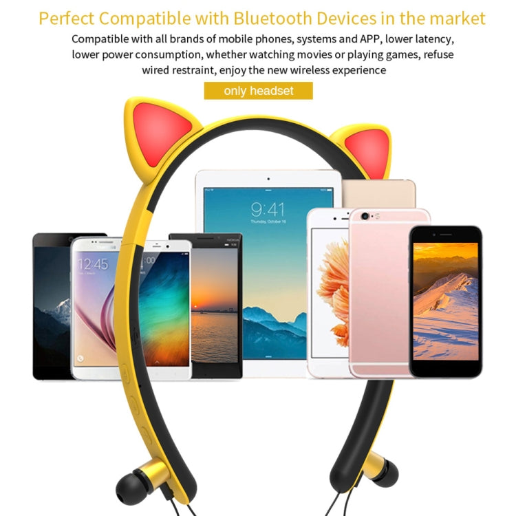 ZW29 貓耳立體聲 HIFI 時尚戶外便攜運動無線藍牙耳機 附麥克風與 LED 燈光