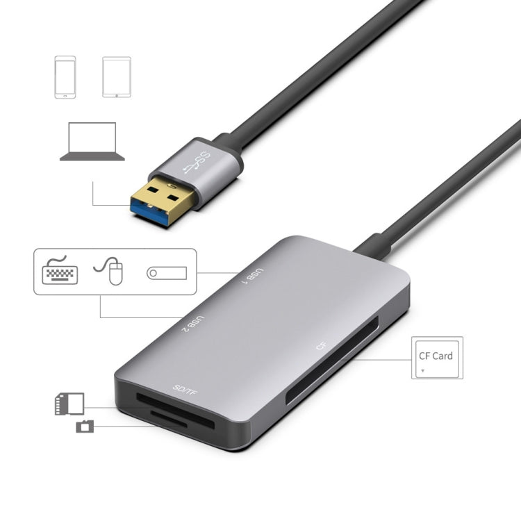 Onten 8107 USB3.0 集線器，含 CF SD TF 卡讀卡器，8107