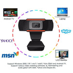 HXSJ A870 網路攝影機 高清 480P 電腦攝影機，附吸音麥克風，適用 Skype 及 Android 電視，旋轉式電腦攝影機 USB 網路攝影機，480P
