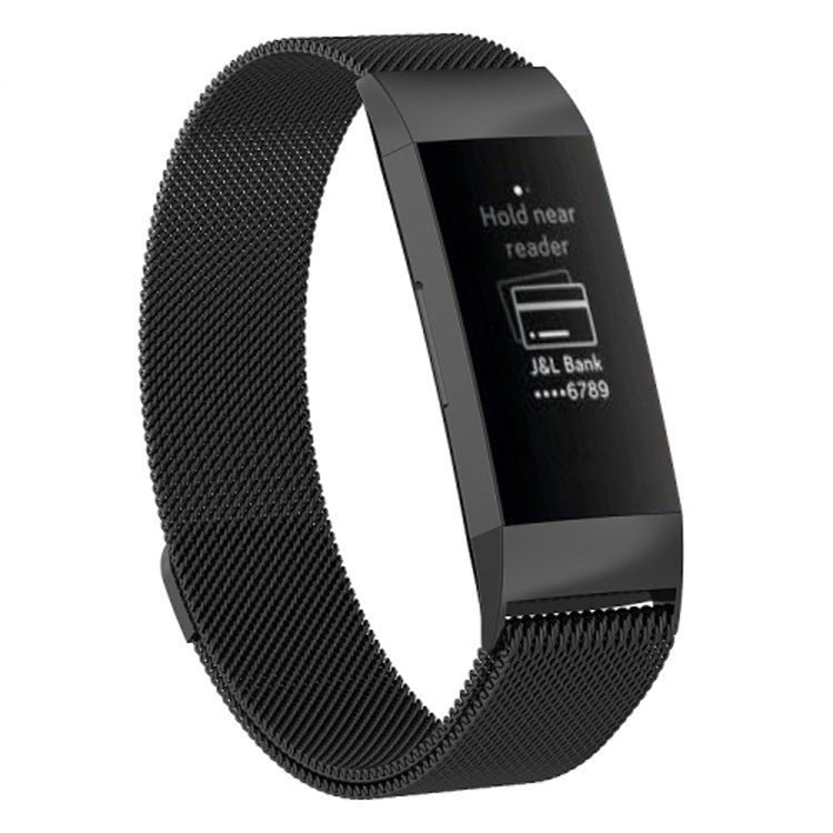 Stainless Steel Magnet Wrist Strap for FITBIT Charge 4， Large Size: 210x18mm, Size：210x18mm