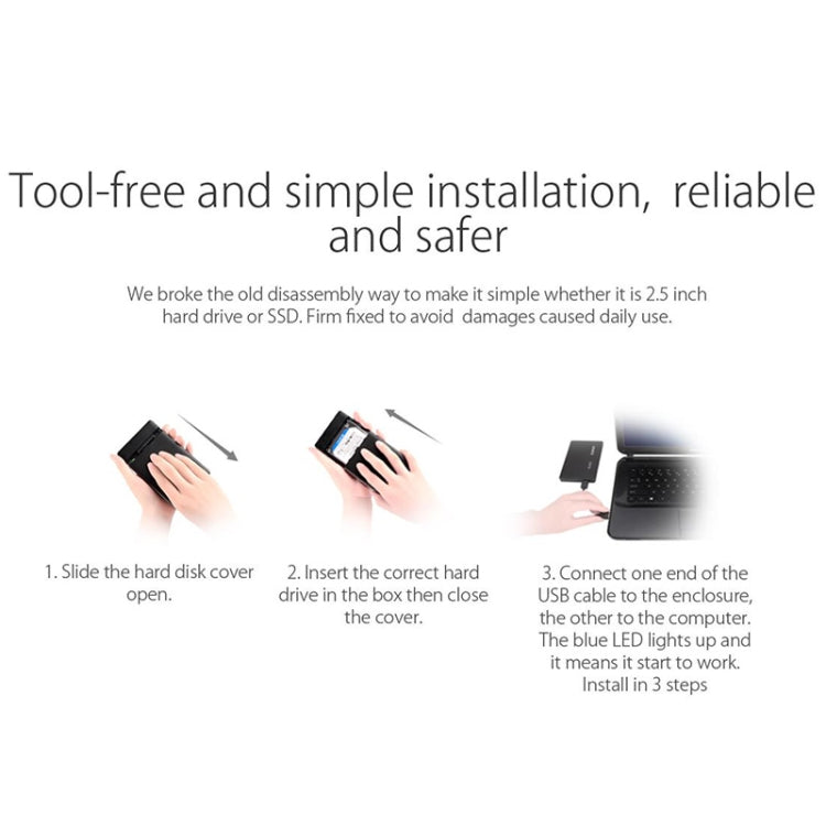 ORICO 2588US3-V1 2.5 吋 USB3.0 硬碟外接盒，銀色、紅色、藍色、黑色