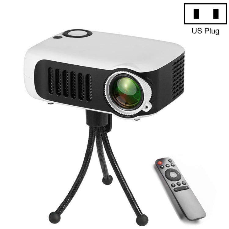 A2000迷你便攜投影機 800流明 支援1080P LCD 50000小時燈泡壽命 家庭劇院投影機 支援行動電源，美國插頭