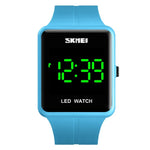 SKMEI 1541 時尚LED方形情侶款防水電子錶，矽膠錶帶