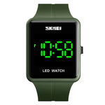 SKMEI 1541 時尚LED方形情侶款防水電子錶，矽膠錶帶