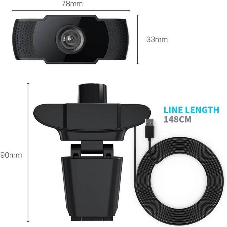 高清 1080P 百萬像素 USB 網路攝影機，CMOS 感測器，附麥克風，適用電腦及筆記型電腦
