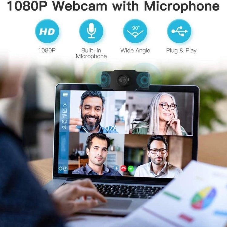 高清 1080P 百萬像素 USB 網路攝影機，CMOS 感測器，附麥克風，適用電腦及筆記型電腦