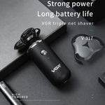 VGR V-317 5W USB全方位三維浮動三網電動剃鬚刀，V-317