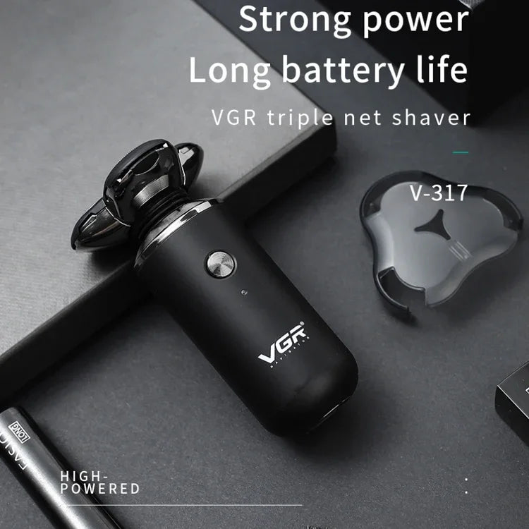 VGR V-317 5W USB全方位三維浮動三網電動剃鬚刀，V-317