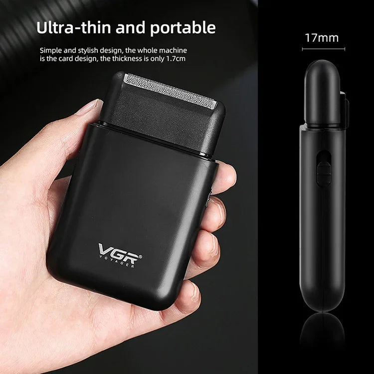 VGR V-390 5W USB便攜往復式電動剃鬚刀，V-390（黑色），V-390（綠色）