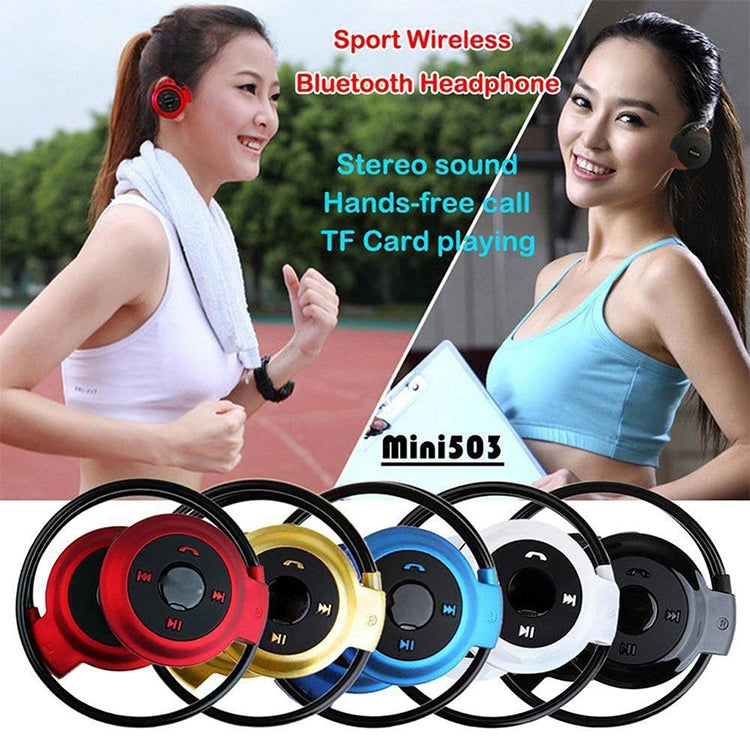 NVAHVA MP3 播放器藍牙耳機，無線運動耳機 MP3 播放器附 FM 收音機，立體聲耳機 TF 卡 MP3 最大支援 32GB，mini-503 藍色，mini-503 金色，mini-503 黑色，mini-503 紅色