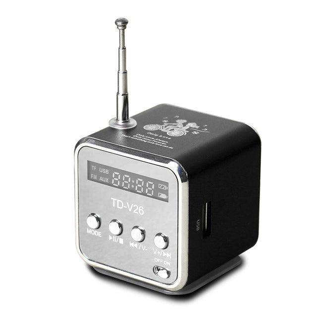 便攜式喇叭附 FM 迷你多功能收音機 USB 筆記型電腦喇叭，支援電視手機 SD/TF 卡 MP3 音樂播放器