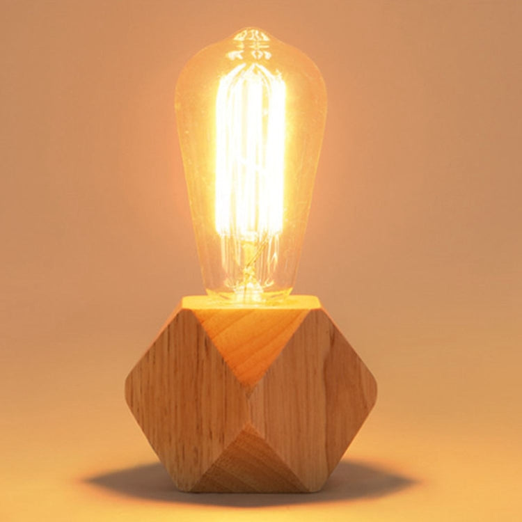 實木裝飾 LED 夜燈 現代極簡溫馨臥室床頭燈 小桌燈 無 LED 燈泡，歐規插頭
