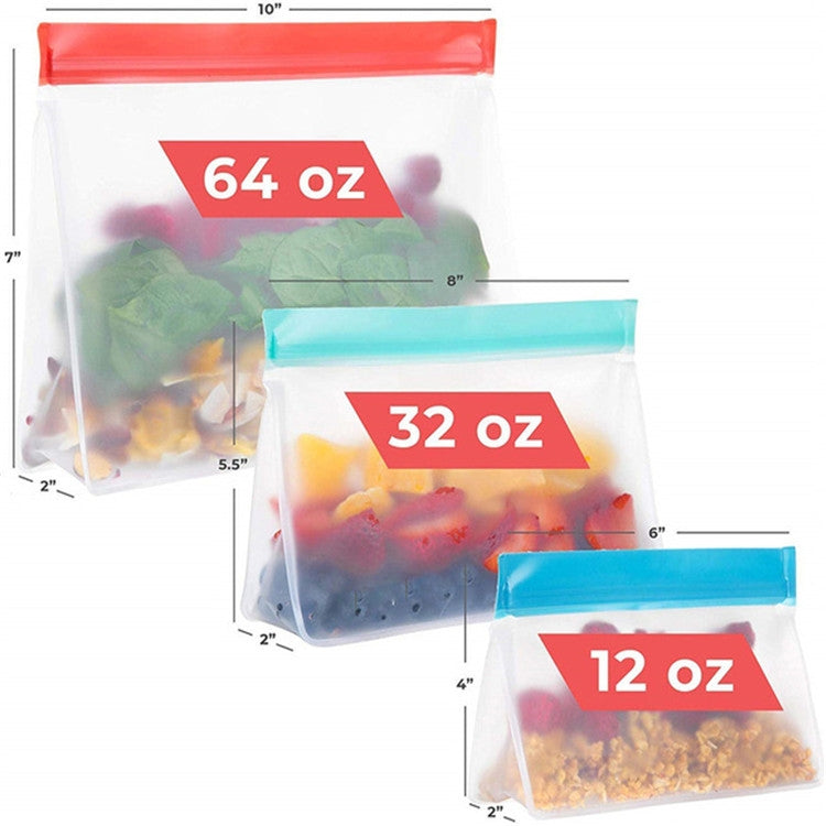 2套PEVA食品袋可重複使用立體加厚儲存密封保鮮袋，隨機顏色配送，密封保鮮袋