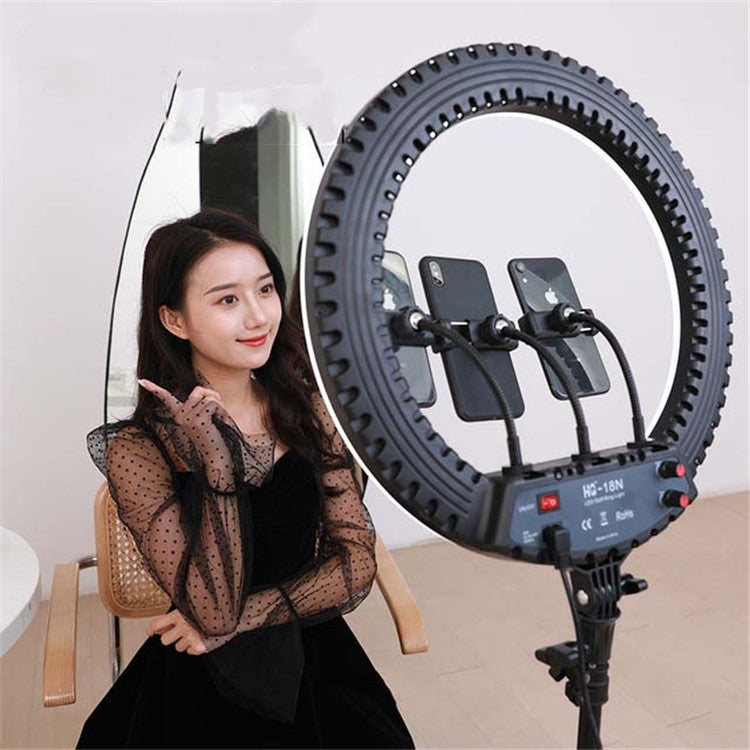 HQ-18N 18吋 45cm LED 環形直播攝影燈套件，附遙控器、手機夾及2.1m 三腳架支架，歐規插頭，18吋