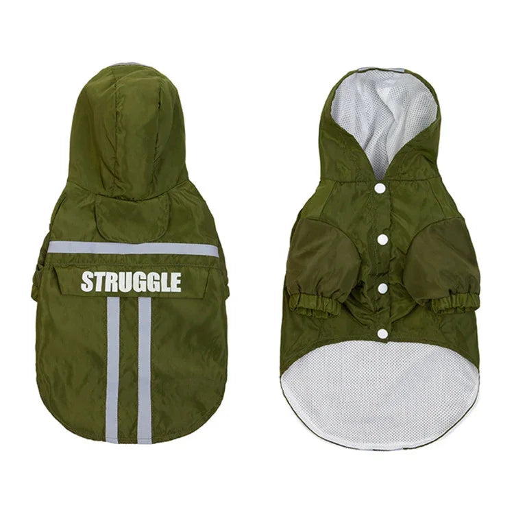 可摺疊反光條連帽寵物雨衣狗狗防水衣, S, M, L, XL, XXL