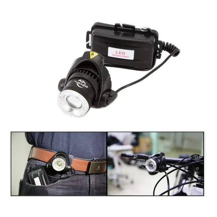 T6可變焦強光LED手電筒頭燈，適用釣魚露營