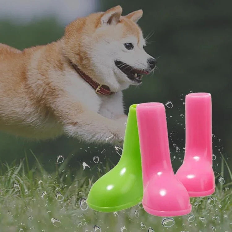 4 件組寵物雨靴 防水防滑狗鞋，S, M, L