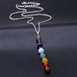 七色天然石珠吊墜項鍊女性瑜伽靈氣療癒平衡項鍊飾品