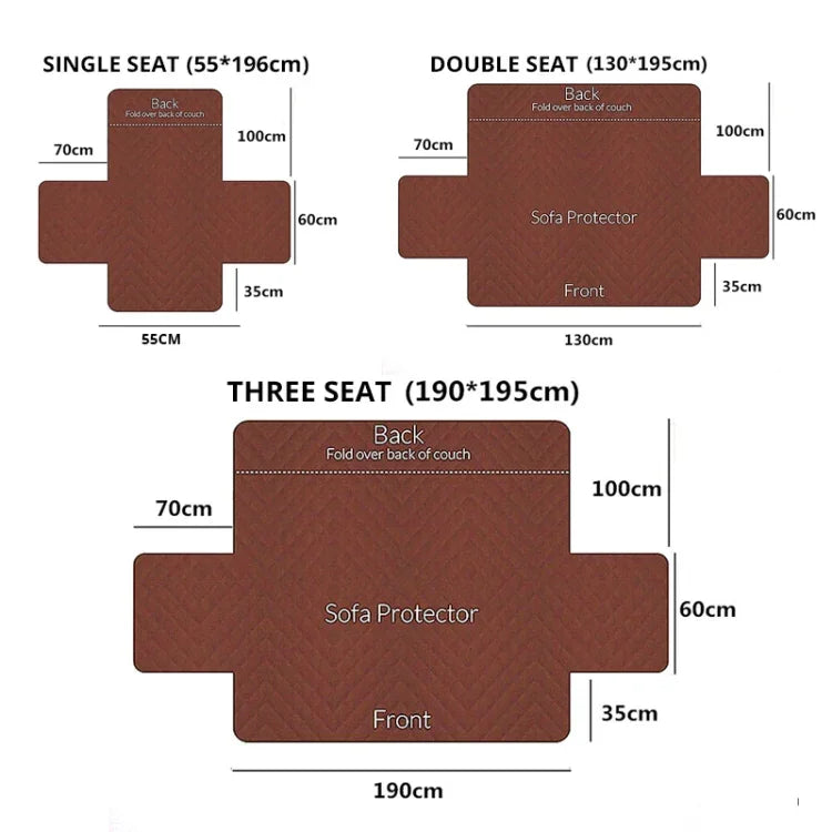 雙面可用機洗沙發套防滑躺椅沙發保護墊寵物狗貓適用，55x196cm，130x196cm，190x196cm