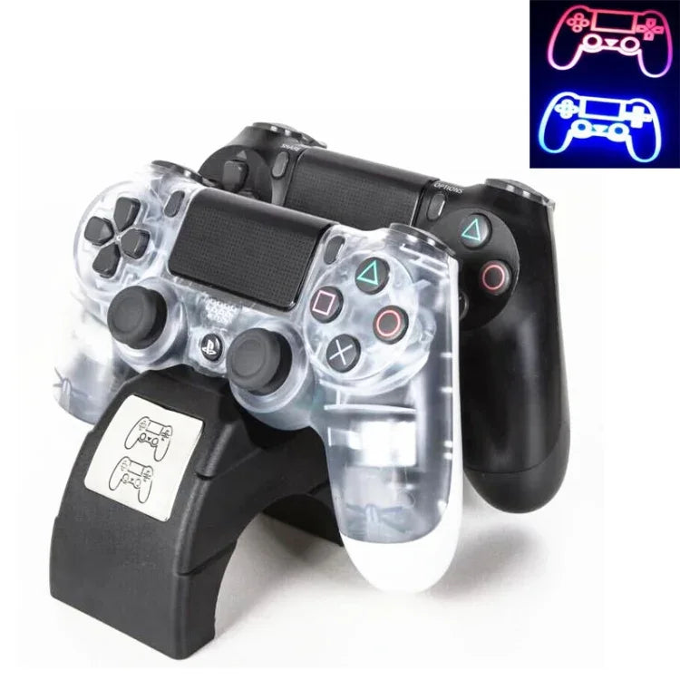 適用於 Playstation 4 /PS4 pro /PS4 Slim 無線控制器 LED 指示燈充電器 雙手柄 雙 USB 充電座 充電底座 支架，適用於 PS4 pro /PS4 Slim