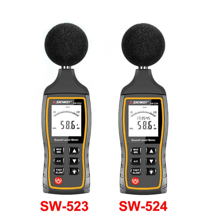 SNDWAY手持高精度噪音分貝計，SW523，SW524（含儲存+USB通訊）