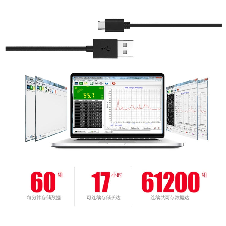 SNDWAY手持高精度噪音分貝計，SW523，SW524（含儲存+USB通訊）