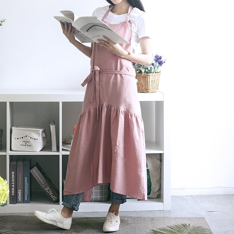 棉麻魚尾長款修身圍裙花店美甲店工作服