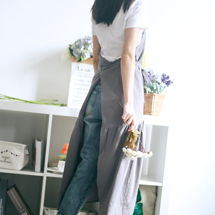 棉麻魚尾長款修身圍裙花店美甲店工作服