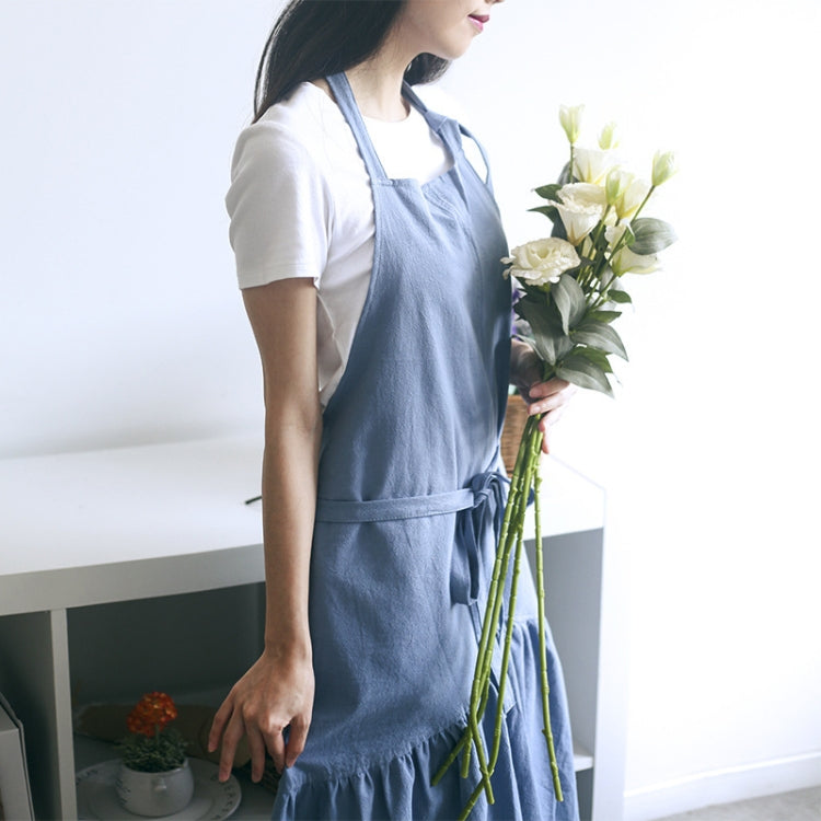 棉麻魚尾長款修身圍裙花店美甲店工作服