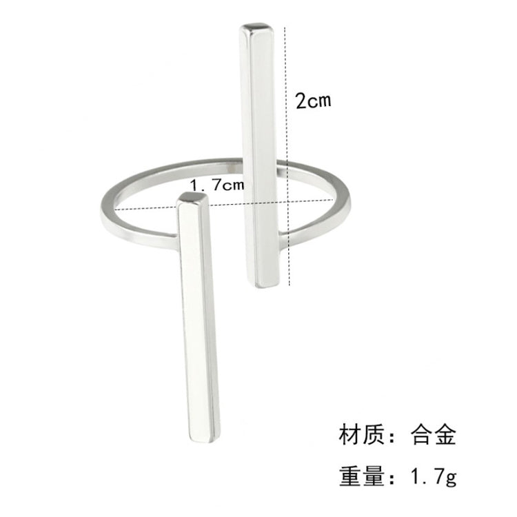 創意簡約幾何開口戒指個性珠寶，黑色，銀色，金色