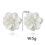 2件套可愛白花珍珠吊墜圓形耳環