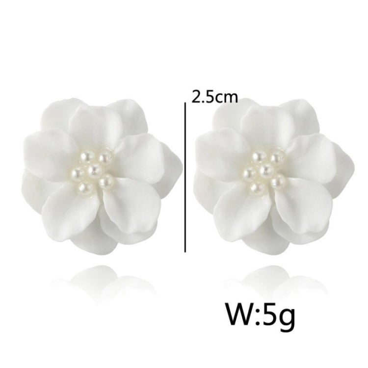 2件套可愛白花珍珠吊墜圓形耳環