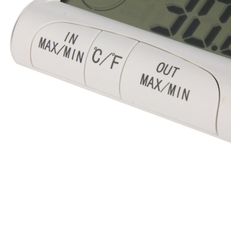 LCD 數字溫濕度計濕度計及有線外接感測器溫度計 白色，LCD 數字溫度計