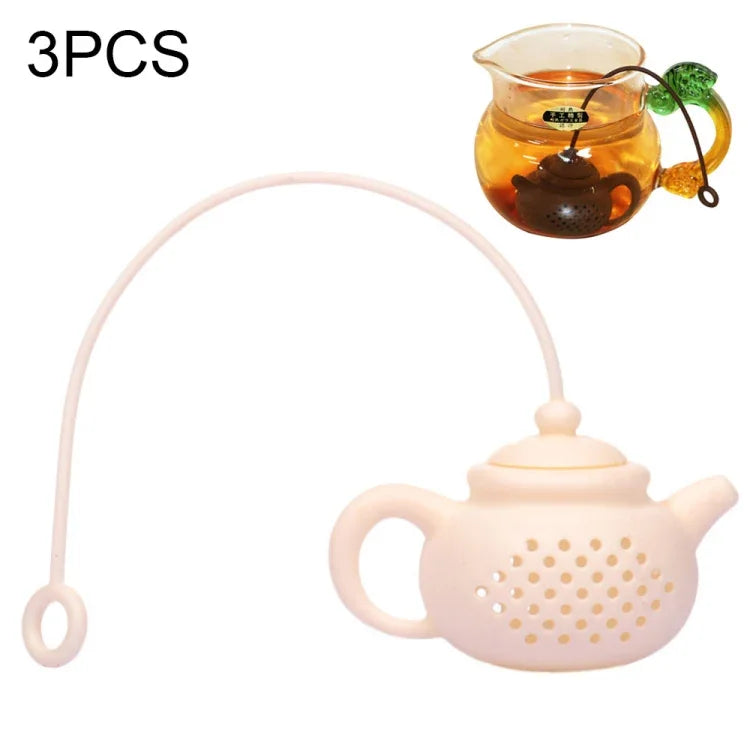 3件套創意矽膠茶包茶壺形狀茶濾器安全清潔茶濾器