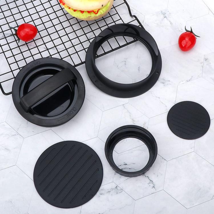 LsCook 漢堡肉餅壓模工具肉餅成型器，2件黑色