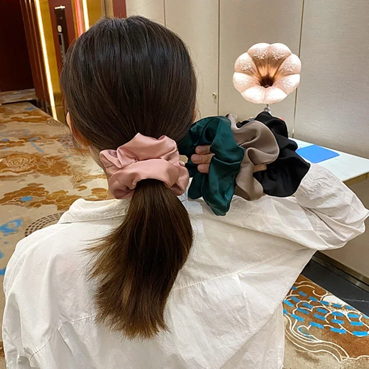 2件套大腸圈髮帶女士布料馬尾無縫彈性髮飾
