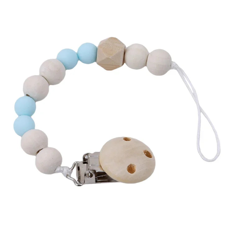 Baby Pacifier Clip Chain Wooden Holder Soother Pacifier Clips Leash Strap Nipple Holder for Infant Feeding
