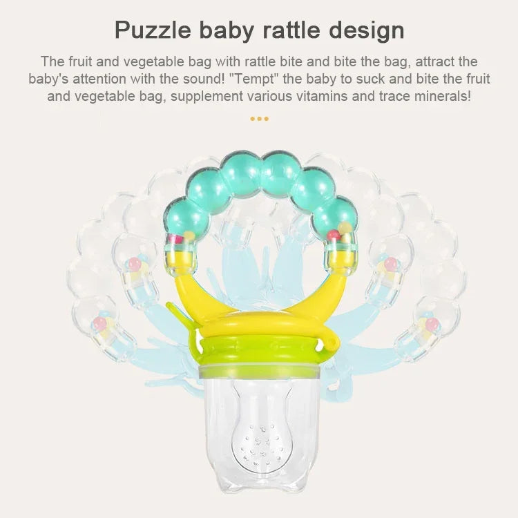 Baby Nipple Fresh Food Fruit Milk Feeding Bottles Learn Feeding Drinking Handle Teething Pacifier with Bell, S
