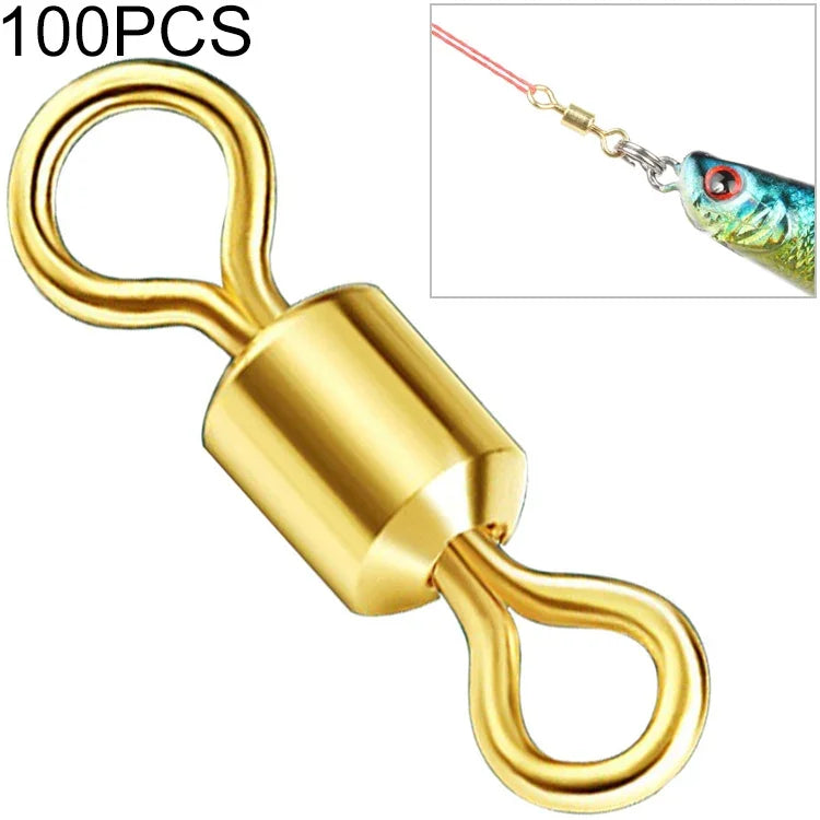 100 件釣魚配件字母旋轉金鍍旋轉釣魚配件，長度 1.1cm，長度 1.0cm，長度 0.9cm，長度 0.8cm