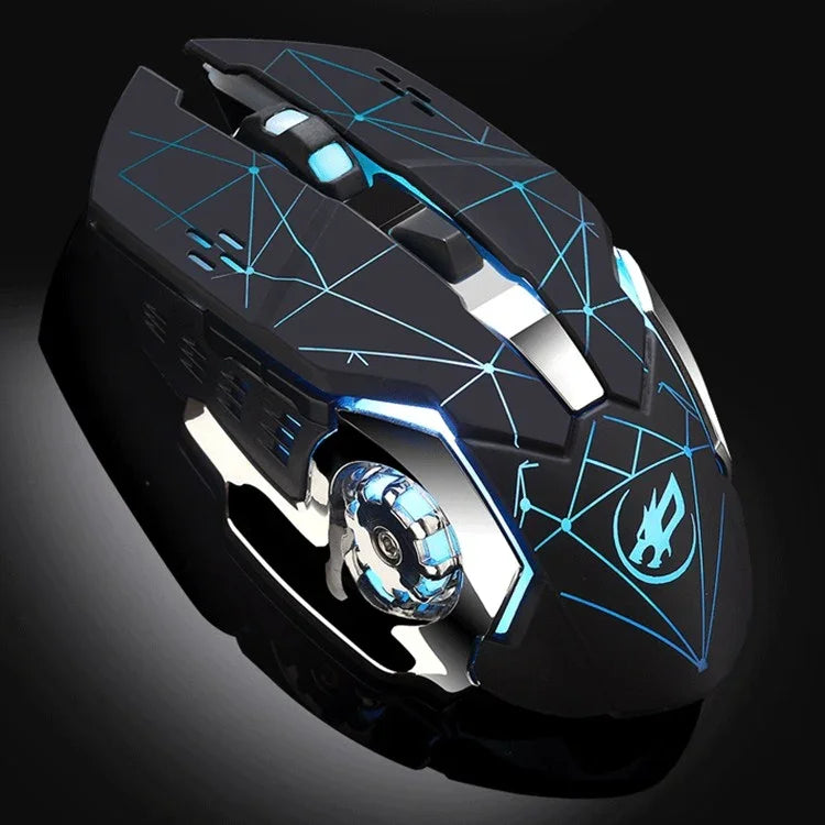 WARWOLF Q8無線可充電滑鼠發光遊戲滑鼠
